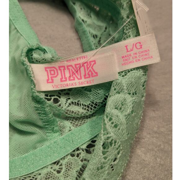 Victoria's Secret Pink Bralette Women's Large Mint Green Lace Boho EUC - Picture 6 of 9